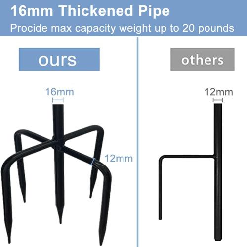 Adjustable Shepherds Hook with 5 Prong Base,63 Inch Tall Heavy Duty Hanging Stakes for Plant Bird Feeder Solar Light Plant Hanger for Outdoor Garden Wedding Decor,Matte Black(2 Packs)
