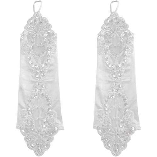 PENINSULA LOVE Girls First Communion Gloves Flower Girls Fingerless Mittens Lace Princess Dress Gloves for Wedding 8-15 Yrs