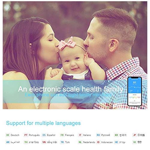 Smart Digital Scale - Marble Look, Motivational Modern Design, Weight Scale, Body Fat Monitor, 12 Key Composition, iOS Android APP, Auto Recognition, BMI, BMR, Bluetooth Smart Bathroom Scale