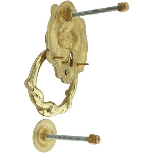 Renovators Supply Manufacturing Door Knockers for Front Door 6 1/4 in. Solid Brass Lion Head Door Knocker with Mounting Hardware