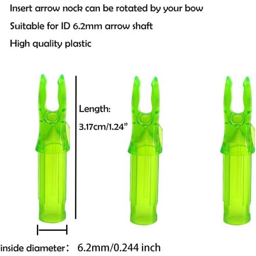 Color Yellow ZSHJGJR 24pcs Archery Arrow Nock 6.2mm/.244 inch Inside Diameter Plastic Insert Arrow Nocks Tail for Archery DIY Target Hunting Shooting Arrows