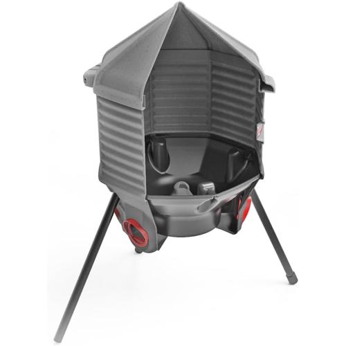 CoopWorx Poultry Feeder - 80 lb Capacity - Adjustable Height - UV Stable - Weather Resistant - 8 Feed Ports - Silo Shaped Design - Rust-Proof - Intended for Chickens/Ducks/Turkeys - Made in USA