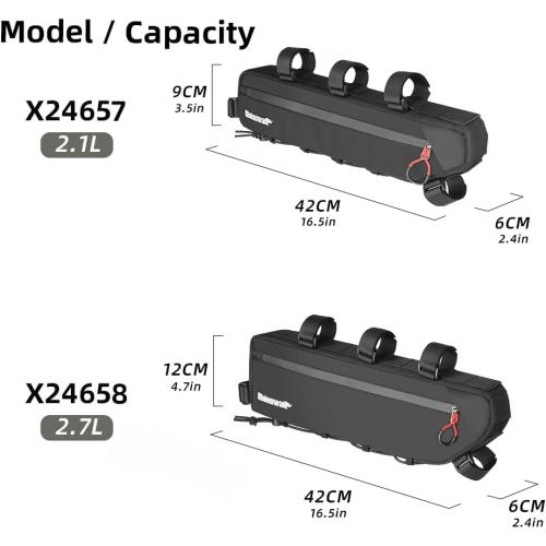 Rhinowalk Bike Bag Bike Frame Bag Waterproof Bike Triangle Bag 2.1L Bicycle Pouch Under Tube Bag Professional Cycling Accessories(XL)