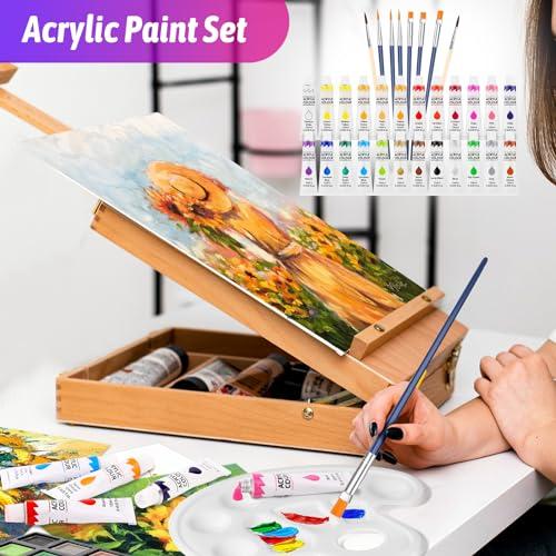 iBayam 195-Pack Deluxe Art Kit – Painting & Drawing Set for Adults | 195-pc all-in-one art set with acrylics, canvases, crayons & pads in a wooden case. Non-toxic & perfect for adult artists