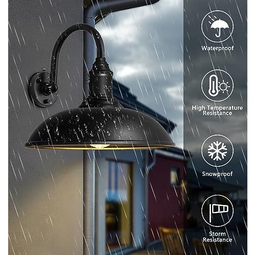 Large 18 Outdoor Barn Gooseneck Light Dusk to Dawn, Classic Farmhouse Barn Wall Sconce, Gooseneck Lighting for Porch, Garage