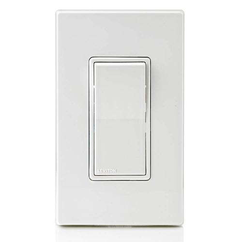Leviton 15 Amp, 120/277 Volt, Decora Rocker Single-Pole AC Quiet Switch, Residential Grade, Grounding, 5601-2W, White