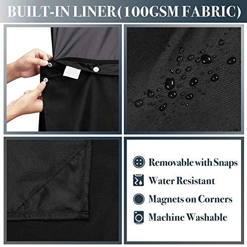 N&Y HOME Waffle Weave Shower Curtain with Snap-in Liner Set Black, 71x72