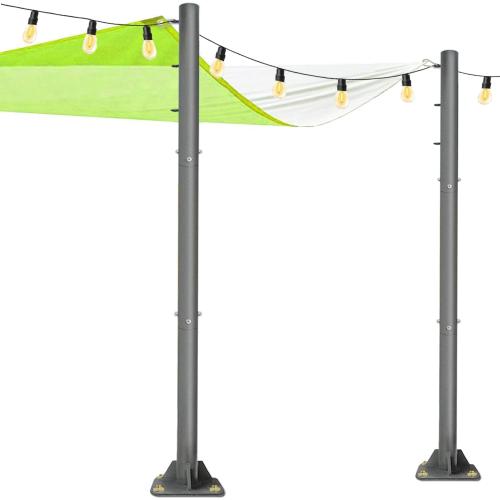2 Pack Sun Shade Sail Poles - 10ft Outdoor Sunshade Sail Post Support Awning Canopy Heavy Duty Metal Pole Kit for Patio Garden Yard Backyard Grassland