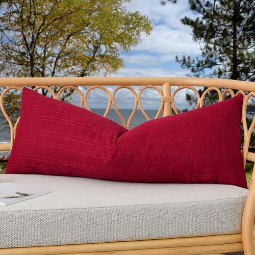Kevin Textile Outdoor Waterproof 14”x36” Lumbar Pillow Cover 1 Pack, Red