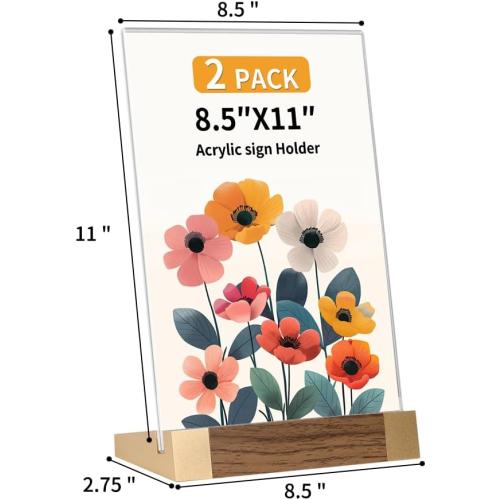 3 Pack 8.5x11 Inch Acrylic Sign Holder and 3 Pack 8.5x11 Inch Acrylic Double-Side Sign Holder