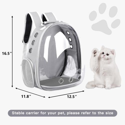 Pet Backpack Carrier with Harness Backpack with Bubble Clear Front for Cats, Small Dogs, Bunnies etc with Harness Included, Pet Carrier for Traveling, Walking, Hiking and Outdoor Activities