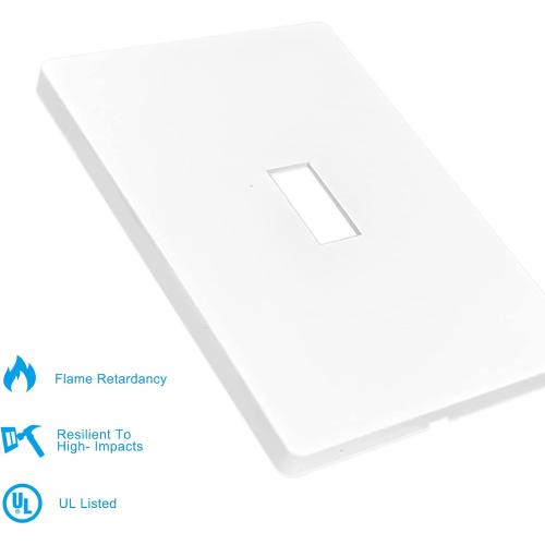 1-Gang Screwless Decorative Wall Plates, stander-Size Unbreakable Thermoplastic Faceplate Cover for Decorator Receptacle Outlet Switch, White (10 Pack, Single Toggle-White)