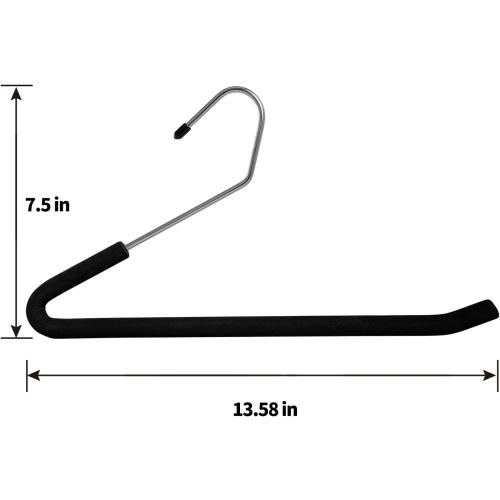 Open Ended Pants Hangers, 10 Pack Non-Slip Foam Padded Pants Hangers Space Saving Heavy Duty for Jeans, Trousers, Slacks