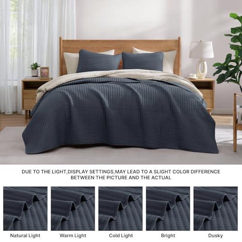 Queen Quilt-Lightweight Bedspreads Blue Grey Queen Size Quilt Bedding Set