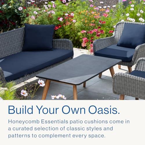 Honeycomb Outdoor Essentials Bench Cushion, 44 x 18, Hampton Texture Navy Seat Pad for Porch Swing and Patio Furniture
