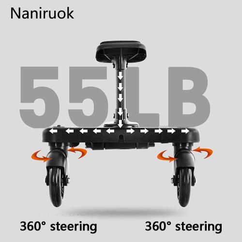 Universal Stroller Board with Detachable Seat, 2 in 1 Buggy Board Suitable for Most Brands of Strollers, Holds Children Up to 55 lbs