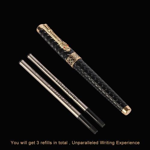 Stunning Luxury Rollerball Pen with 24K Gold Trim,Switzerland Tip with Black Ink Refills, Perfect Roller Ponit Pen Gift Set for Men Women, Fancy Writing Set for Business,Black