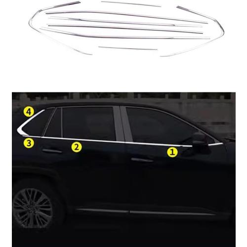 Car Accessories Fit for Toyota RAV4 2019-2025 Stainless Steel Chrome Lower Windows Frame Sill Molding Cover Trims 8PCS