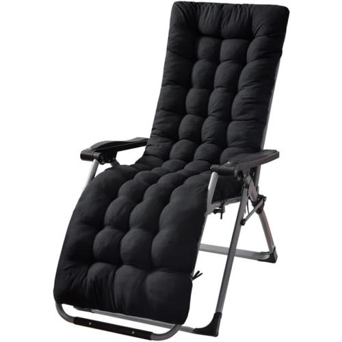 Patio Chaise Lounger Cushion, Lounge Chair Recliners Chair Cushions, Rocking Chair Sofa Cushion with 6 Ties,Thick Padded Swing Bench Cushion，61x18.89x3.14in (Black)‼️ 2 included 1 is in package 1 is out‼️