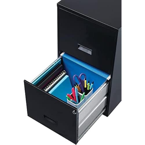 Space Solutions 18 Deep 2 Drawer Letter Width Vertical File Cabinet, Black