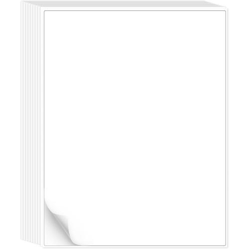 L LIKED 30 Printable White Sticker Paper Full Sheet Label, Matte, 8.5 x 11 for Laser & Inkjet Printing (30 Sheets)