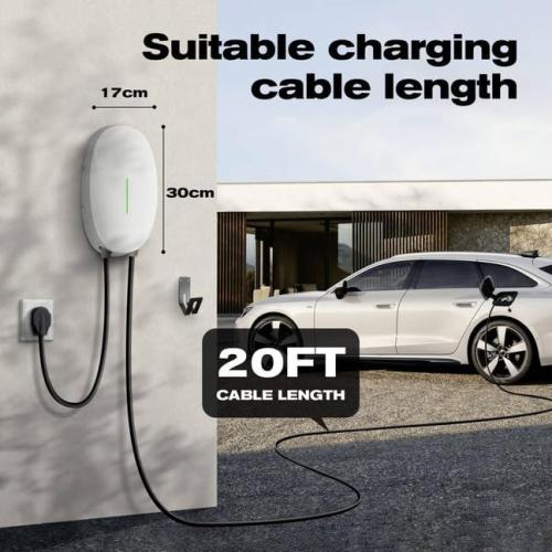 Level 2 EV Charger, 40A 240V 9.6kW Home Charging Station, NEMA 14-50 Plug, J1772 25' Cable Fast Wallbox