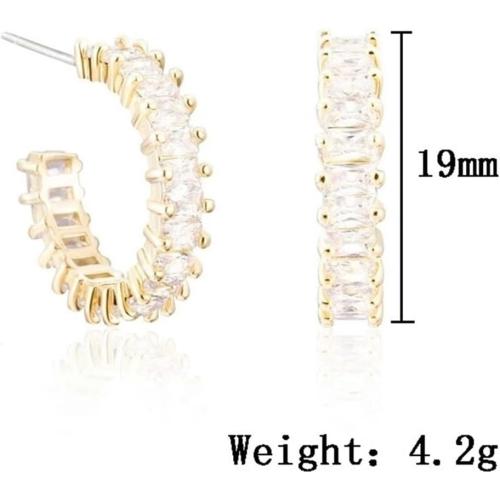 Earrings Cubic Zirconia Single Row Stone Hoop Earrings Women's Party Jewelry Earrings