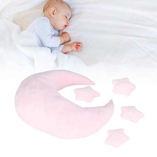 Newborn Photography Props, Crescent Moon Pillow for Newborns, Soft Newborn Photography Posing Pillowswith Moon and Star Celestial Decor for Infant Photography (Pink)