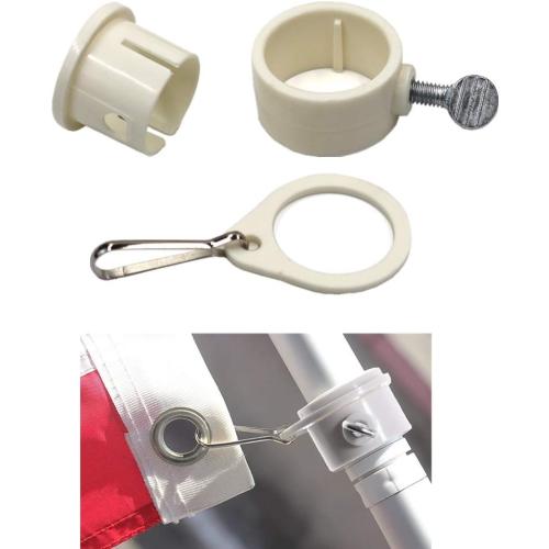 Tangle Free Flag Pole Mounting Ring Clip - Rotating Flapole Mounting Rings with Metal Clips 360 Degree Free Rotating Adjustable Fasteners 1 Pair (Black 1.26 Inch)