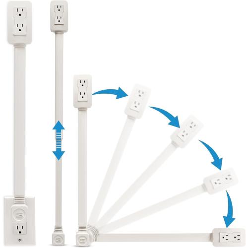 EZ Outlet Electrical Outlet Extender. Access Hard-to-Reach Outlets! Features USB-A, USB-C, and 2 AC Outlets, Extends 22-34, Rotates 180°. Use Behind Couches, Nightstands, Desks, and More.