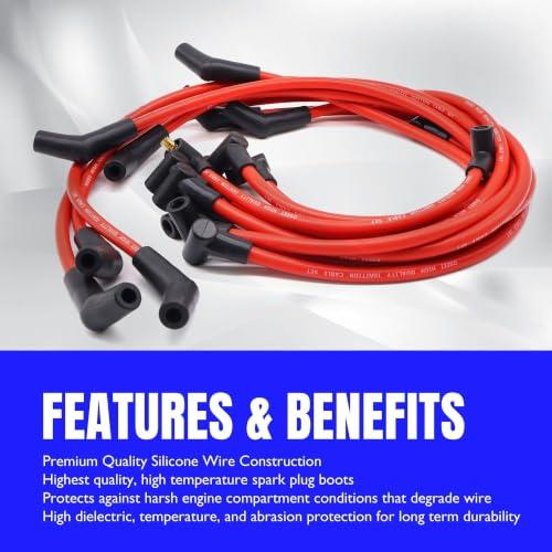 M12259C301 9PCS New Red 10.5mm Racing Spark Plug Wires Set