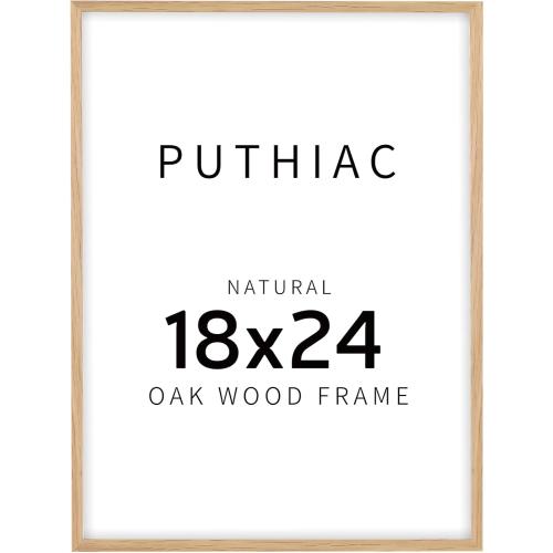 puthiac 18x24 Oak Wood Picture Frames -18x24 Poster Frames for Wall, 18x24 Picture Frame, 18 x 24 Picture Frames, 18 x 24 Frame for Wall(1 Pack, Beige)