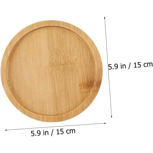 Wood Succulent Plant Tray for Indoor/Outdoor Use Round Bamboo Pot Saucer Water Draining Feature for Balcony and Garden 3-Piece Set
