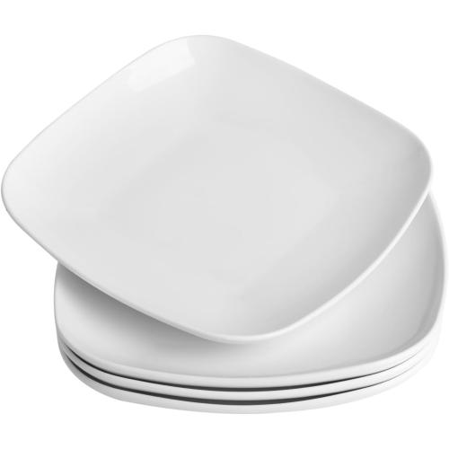 Ceramic Square Dinner Plates,8 and Inch Square Serving Plate for Steak, Pasta, Salad, Snacks, Dessert, Appetizer Plates-Set of 6