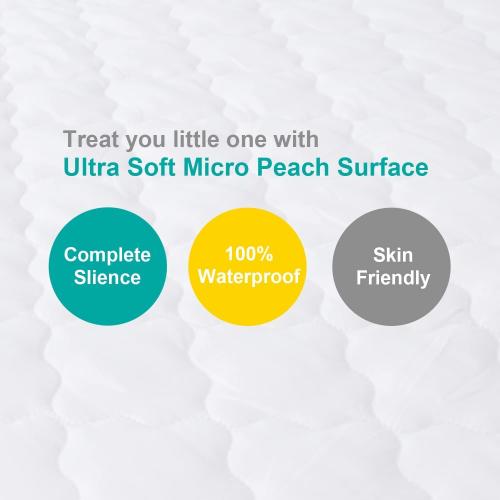 Mini Crib Mattress Protector 38 x 24 Sheets Fitted Waterproof Mini Crib Mattress Pad Cover, Noiseless & Machine Wash 100% Absorbent Mattress Protector Sheet Quilted, White