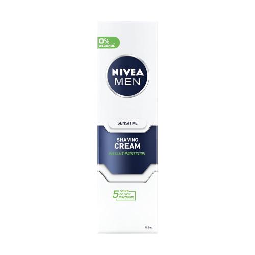 NIVEA Men Sensitive Shaving Cream 4-Pack for Men with Sensitive Skin, Alcohol-Free Formula with ChamomilE, Rich Lathering Cream for Comfortable Close Shave and Hydrated Skin, 100 ml Each Tube