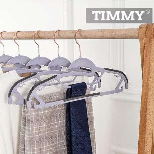 TIMMY Slim Plastic Hangers Non-Slip, 0.2in Ultra Thin Space Saving Closet Organizers, S-Shaped Design for Round Neck Shirts/Sweaters, Heavy Duty Hangers 50 Pack
