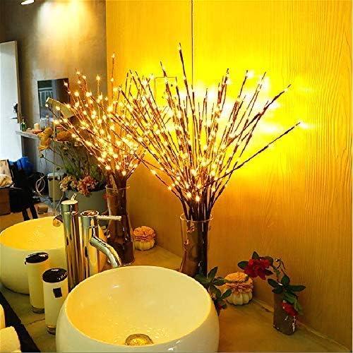 LED Branch Lights, Battery Powered, Warm White, Brown, Plastic, 20 LED, 5 Bendable Poles, 25 Inches, Modern Office Decoration