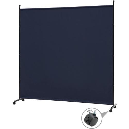 6FT Single Panel Room Divider with Wheels,Rolling Fabric Room Dividers for Partition Privacy Screens,Freestanding Wall Divider for Home Office,Restaurant,Hospital(Blue)