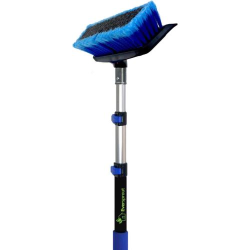EVERSPROUT Scrub Brush, 1.5 to 3ft Pole, Rubber Bumper, No-Scratch | For Cars, Trucks, RV, Boats, Driveways, Decks, Patios, Decks, House Siding, 8-10ft Standing Reach, Non-Slip Grip, Lightweight