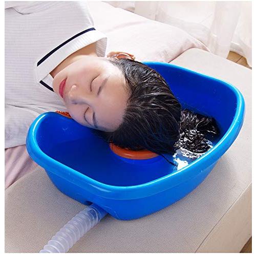 BLUE ANS ORANGE Bedside Shampoo Basin, Portable Hair Washing Basin with Head Cushion and Retractable Hose - (18.72x13.65 inch),Freestanding - Sink,for Handicapped, Bedridden, Kids,Hair Cuts and Coloring