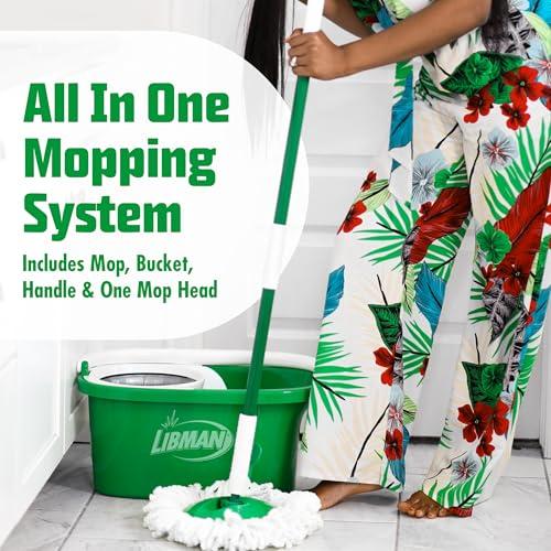 Libman Tornado Spin Mop System with Bucket & Wringer, Microfiber Head