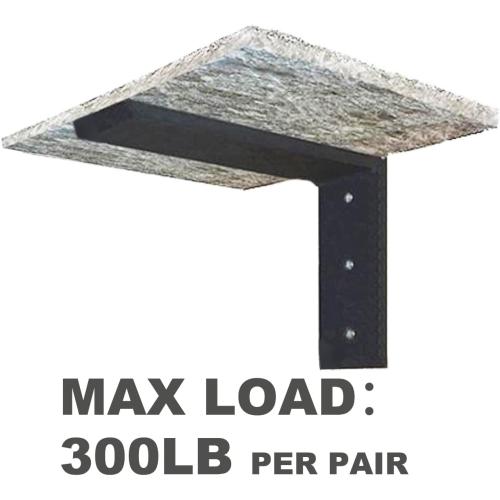 WINKER Countertop Support Bracket 6 Pack Heavy Duty 3/8 Thick Hidden L Shelf Bracket 10 x 6 x 2.5 Metal Corbels for Quartz/Granite/Wood/Concrete/Laminate Countertops, Black