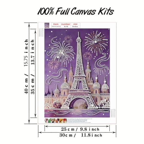 GEMFAMILY Diamond Art Painting Special Shaped Kits for Adults, Eiffel Tower Pearl Diamond Painting Kits for Adults Beginner,DIY 3D Pearl Diamond Dots Gem Art Craft for Home Decor 12 x 16 inch