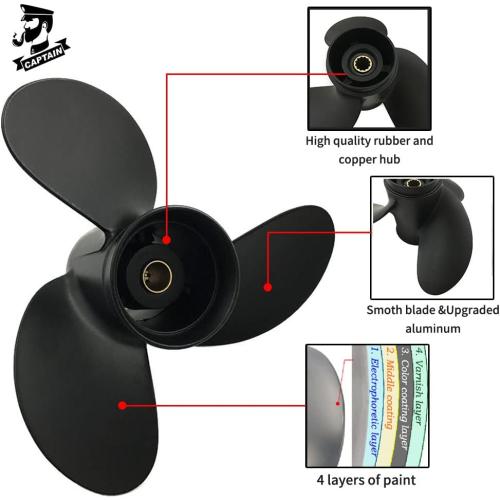 Boatman Boat Propeller fit Tohatsu Motor 8/9.8 HP,Outboard Propeller fit Tohatsu 2/4-stroke Engine,12 Tooch