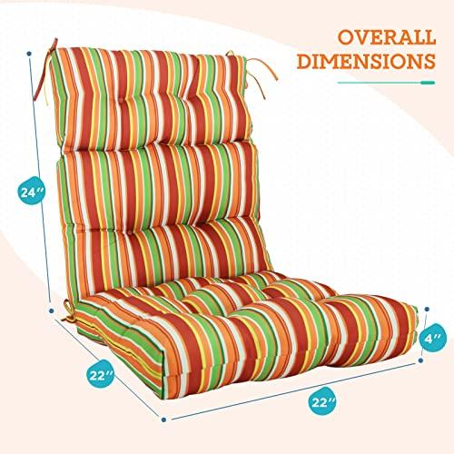 2 Pack 46x22 EAGLE PEAK Tufted Outdoor/Indoor High Back Patio Chair Cushions, Set of 2, 46'' x 22'', Rainbow