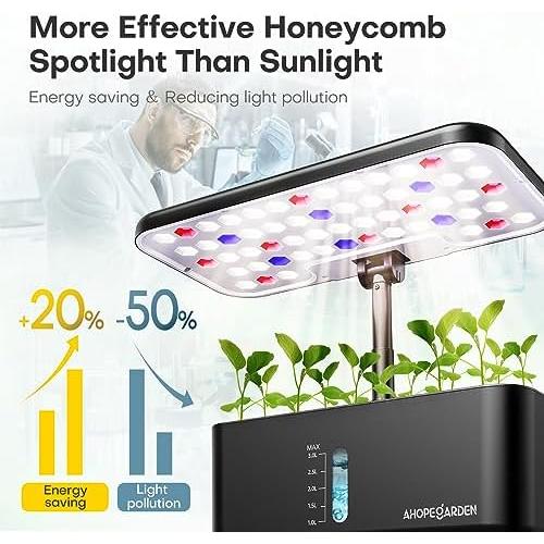 Ahopegarden Indoor Garden Hydroponics Growing System: 10 Pods Plant Germination Kit Aeroponic Herb Vegetable Growth Lamp Countertop with LED Grow Light - Hydrophonic Planter Grower Harvest Lettuce