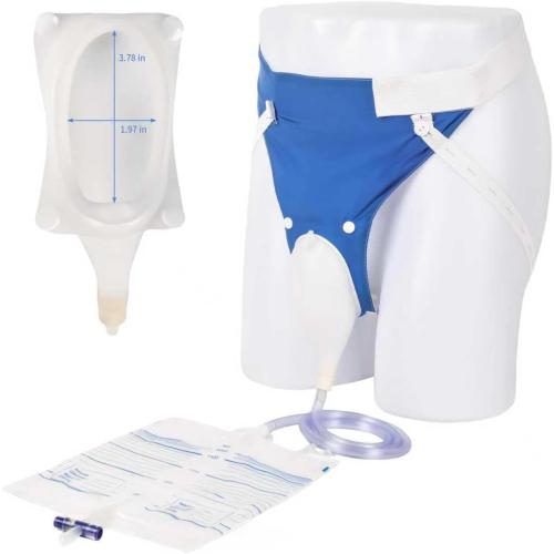 Urine Collection Bag, Reusable Condom Catheters with 2 Urine Catheter Bag, Portable & Comfortable Wearable Urinary Drainage (Elderly Men)