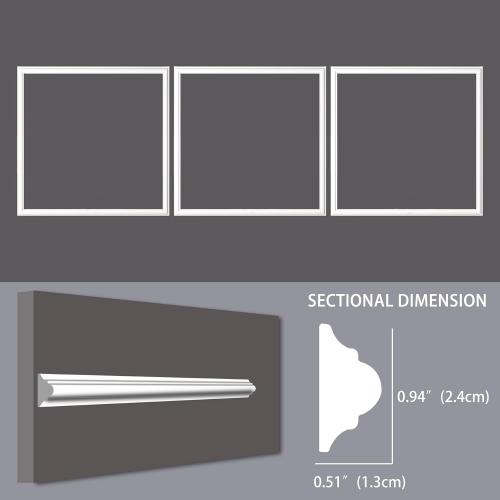 Lunghaa 3-Frame 16 x 16 Premade Accent Wall Molding Kit, Ready-to-Assemble Wainscoting Panels, Pre-Cut Chair Rail Moulding Trim Picture Frame for Home Décor