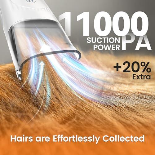 oneisall Dog Grooming Vacuum, Pet Grooming Vacuum with Clipper Nail Grinder, 1.5L Dust Cup Dog deshedding Brush with 7 Tools for Shedding Pet Hair, Home Cleaning(Blue)